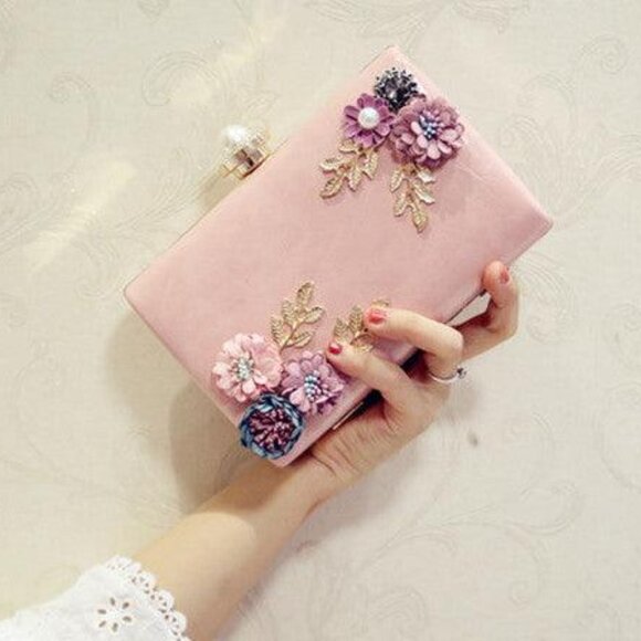 Glamor Theory Handbags - Gardenia Dreams Evening Bag Formal Dinner Party Wedding Flower Clutch Purse Pink